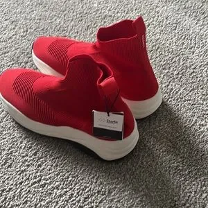 Bershka Shoes Bershka Sock Style High Top Sneakers In Red